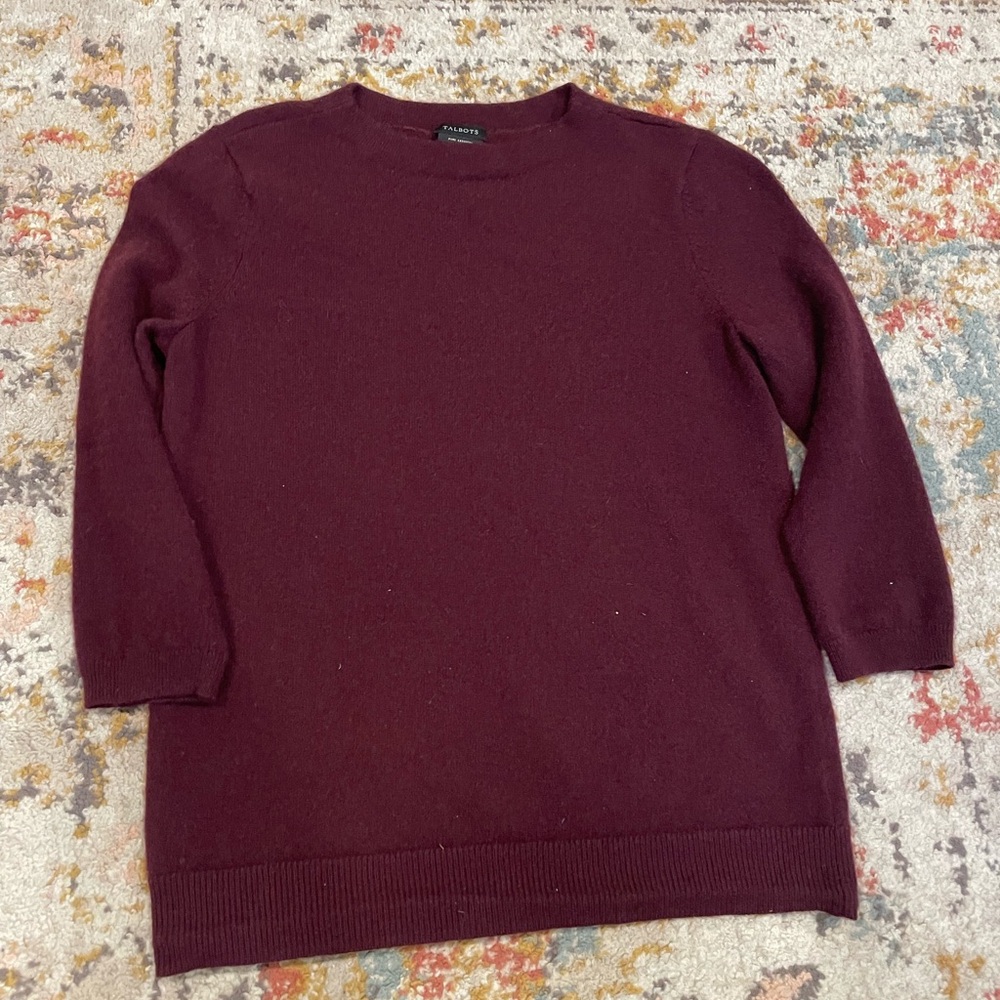 Talbots Deep Red Cashmere Sweater